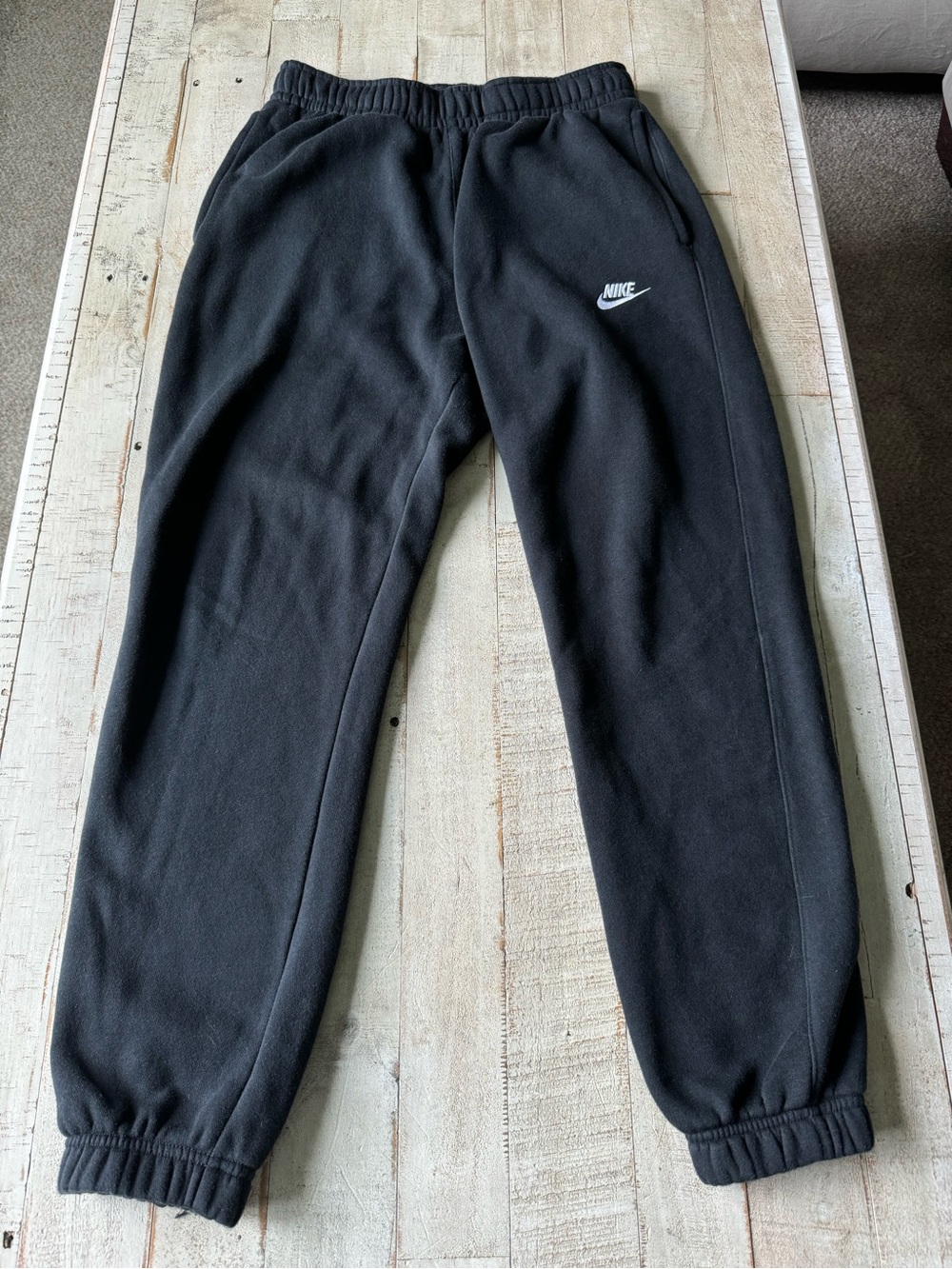 Nike Black mens Fleece Joggers with White Logo